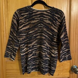 Talbots Pure Cashmere Tiger Print Sweater MP Petite